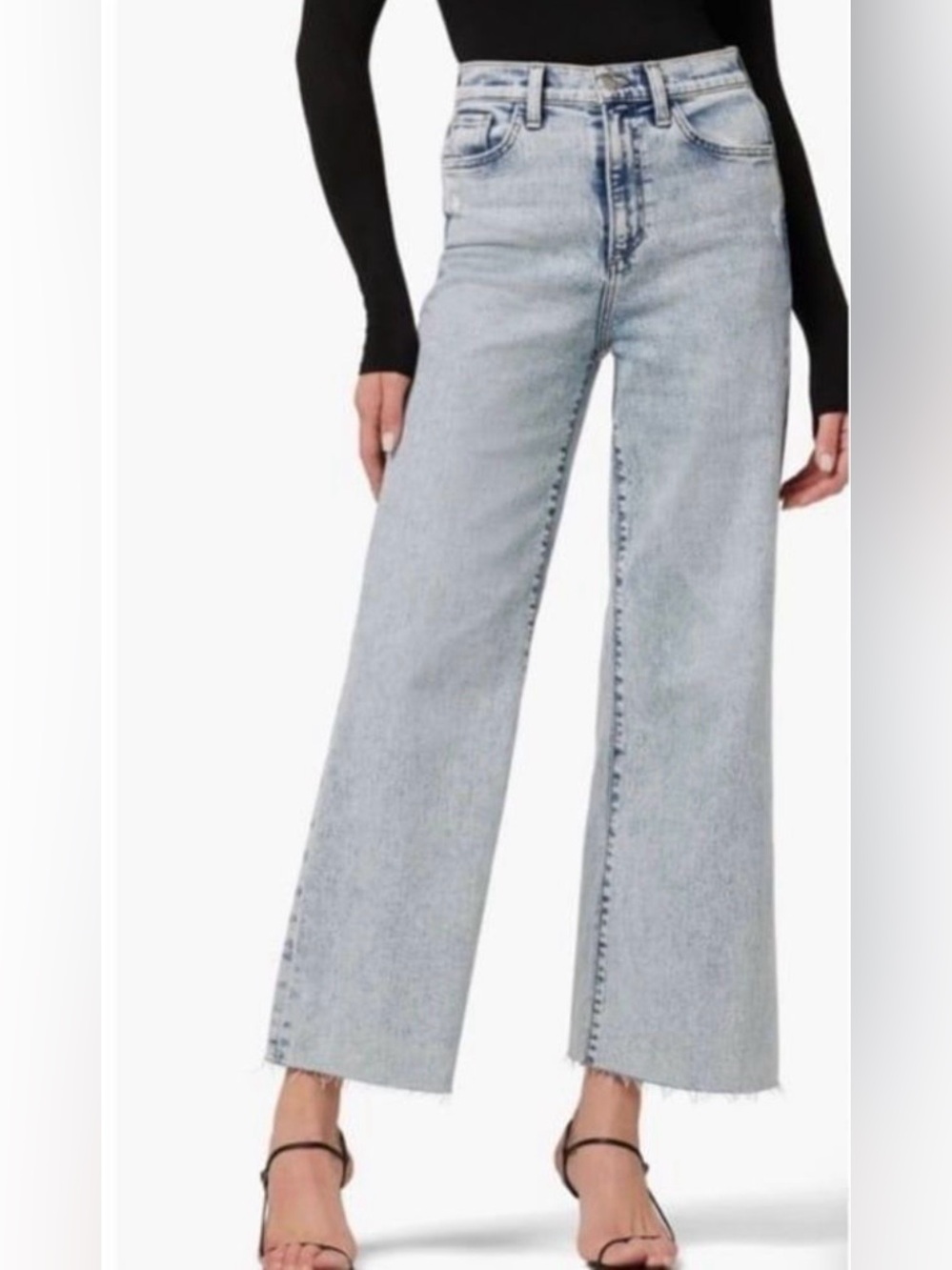 Joe’s Mia Ankle Cut with Hem High-Rise Wide-Leg Light Wash Jeans - Light Blue